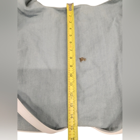 Burberry Prorsum Light Blue Linen & White Leather Large Tote - Picture 13 of 16